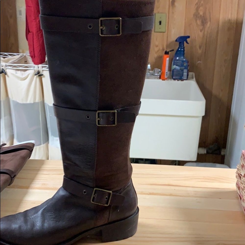 Brown leather boots